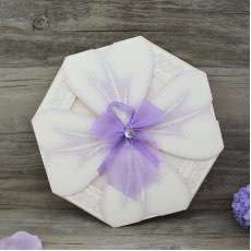 Purple Flower Invitation Card Octagon Shape Handmade Invitation 